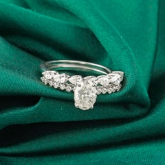 1.66 Ct Moissanite Marquise and Round Ring in 18K White Gold