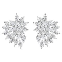 Boucles d'oreilles en moissanite de 3,58 carats, taille marquise, en or blanc 18 carats