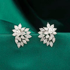 Boucles d'oreilles en moissanite de 3,58 carats, taille marquise, en or blanc 18 carats