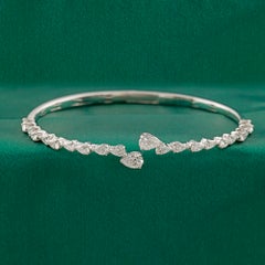 Bracelet rigide en or blanc 18 carats serti d'une moissanite de 2,13 carats taille marquise