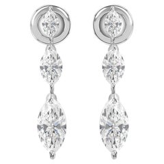 2.59 Ct Moissanite Marquise Earrings in 18K White Gold