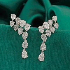 4.20 Ct Pear Moissanite Earrings in 18K White Gold