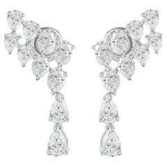 4.20 Ct Pear Moissanite Earrings in 18K White Gold