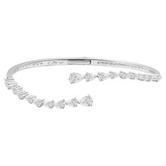 Handmade 2.39ct Lab-Created Moissanite Bangle in 18K White Gold