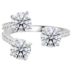2.74 Ct Round Moissanite Open Ring in 18K White Gold