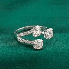 2.74 Ct Round Moissanite Open Ring in 18K White Gold