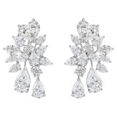 15.23 Carat Moissanite Pear Drop Earrings 18 Karat White Gold