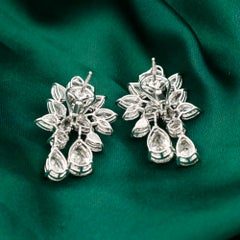 15.23 Carat Moissanite Pear Drop Earrings 18 Karat White Gold