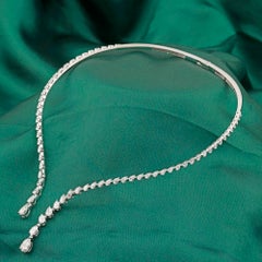 6.28 Carat Marquise & Pear Moissanite Open Choker Necklace 14 Karat White Gold