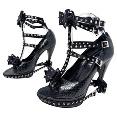 Christian Dior by John Galliano FW 2003 Bondage Bow Snakeskin Heels Size 36.5