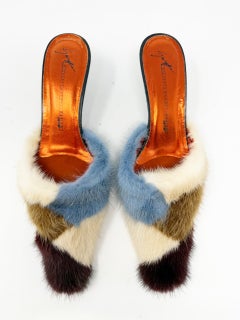 Giuseppe Zanotti Mink Fur Mule Heels Womens Size EU 37