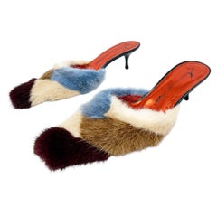 Giuseppe Zanotti Mink Fur Mule Heels Womens Size EU 37