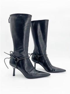 Gucci Tom Ford Era Vintage Black Leather Horsebit Harness Mid Calf Boots US 7.5