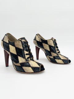 Dolce & Gabbana Spring 2008 Snakeskin Patchwork Peep Toe Oxford Heels IT 38