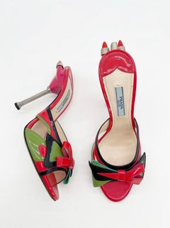 Prada S/S 2012 Runway Collection Hot Rod Tail Light Patent Mule Sandals IT 36.5