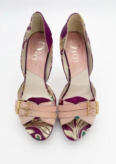 Christian Dior Vintage Y2K Metallic Brocade D'Orsay Platform Pumps Heels EU 38
