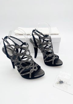 Dior Fall 2009 Runway Galliano Gunmetal Black Studded Caged Sandals EU 36.5