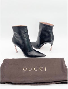 Gucci Vintage Tom Ford Era Y2K Black Bamboo Heel Pointed Toe Ankle Boots US 9