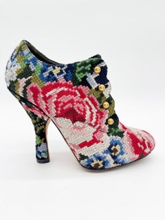 Dolce & Gabbana Fall 2012 Runway Floral Tapestry Platform Ankle Boots IT 38