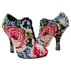Dolce & Gabbana Fall 2012 Runway Floral Tapestry Platform Ankle Boots IT 38