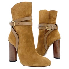Botines de tacón grueso de ante color camel de Gucci Abigail, colección Primavera 2015, talla 40 (UE)