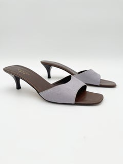 Gucci Vintage Lavender GG Monogram Canvas Kitten Heel Mule Slide Sandals US 11
