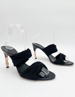 Gucci Vintage Retro 2004 Tom Ford Black Jersey Bamboo Heel Mule Sandals 7.5