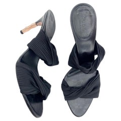 Gucci Vintage Retro 2004 Tom Ford Black Jersey Bamboo Heel Mule Sandals 7.5