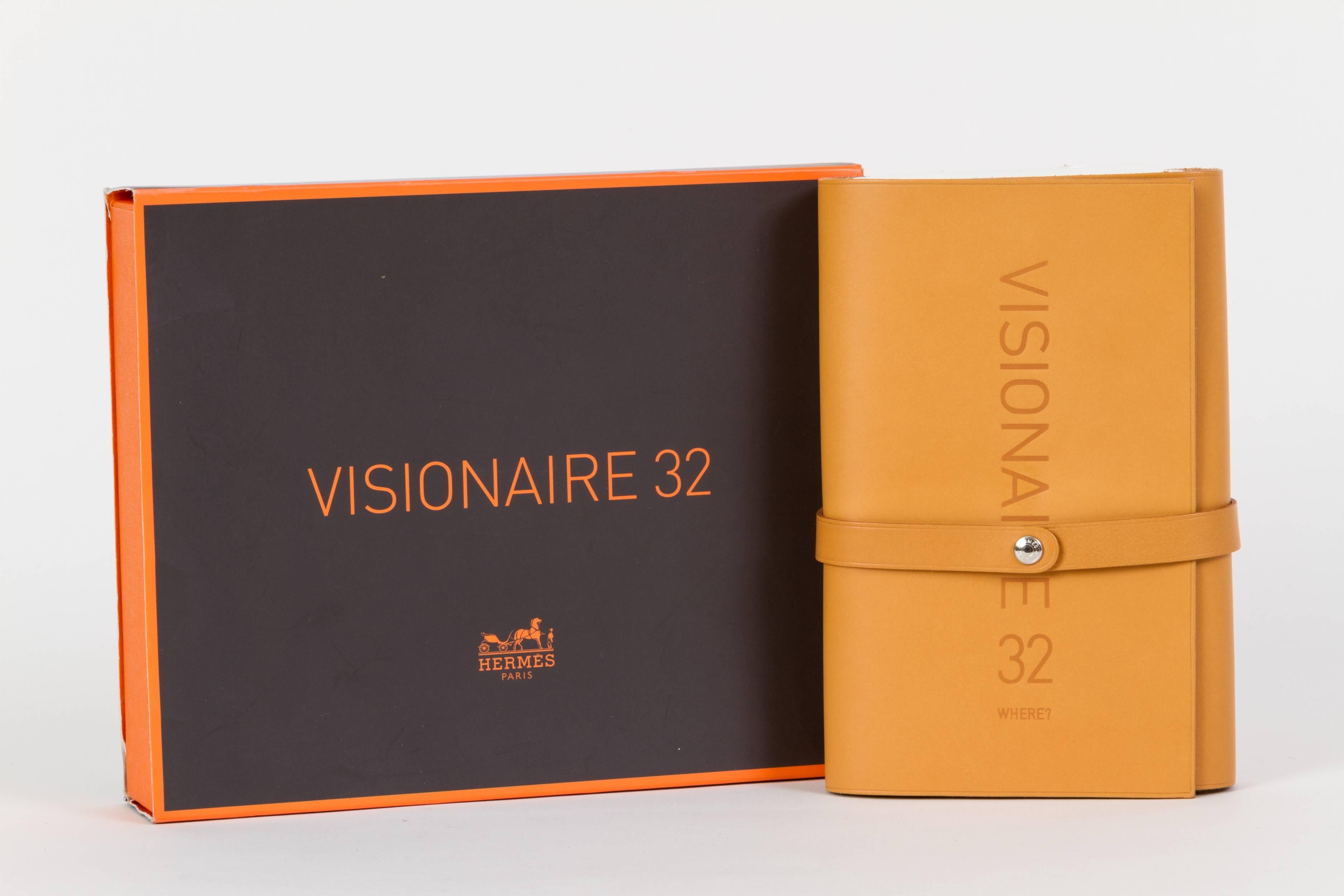 Visionaire collaboration with Hermès for issue #32, brings us this exquisite and collectible item. A set of 53 postcards in a leather shell. Unused. Comes with duster and box.

