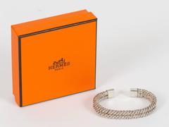 Hermès Sterling Silver Open Cuff with Box