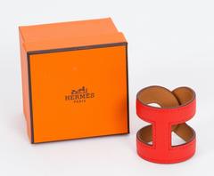 Hermès Capucine Stretch Leather Cuff Bracelet