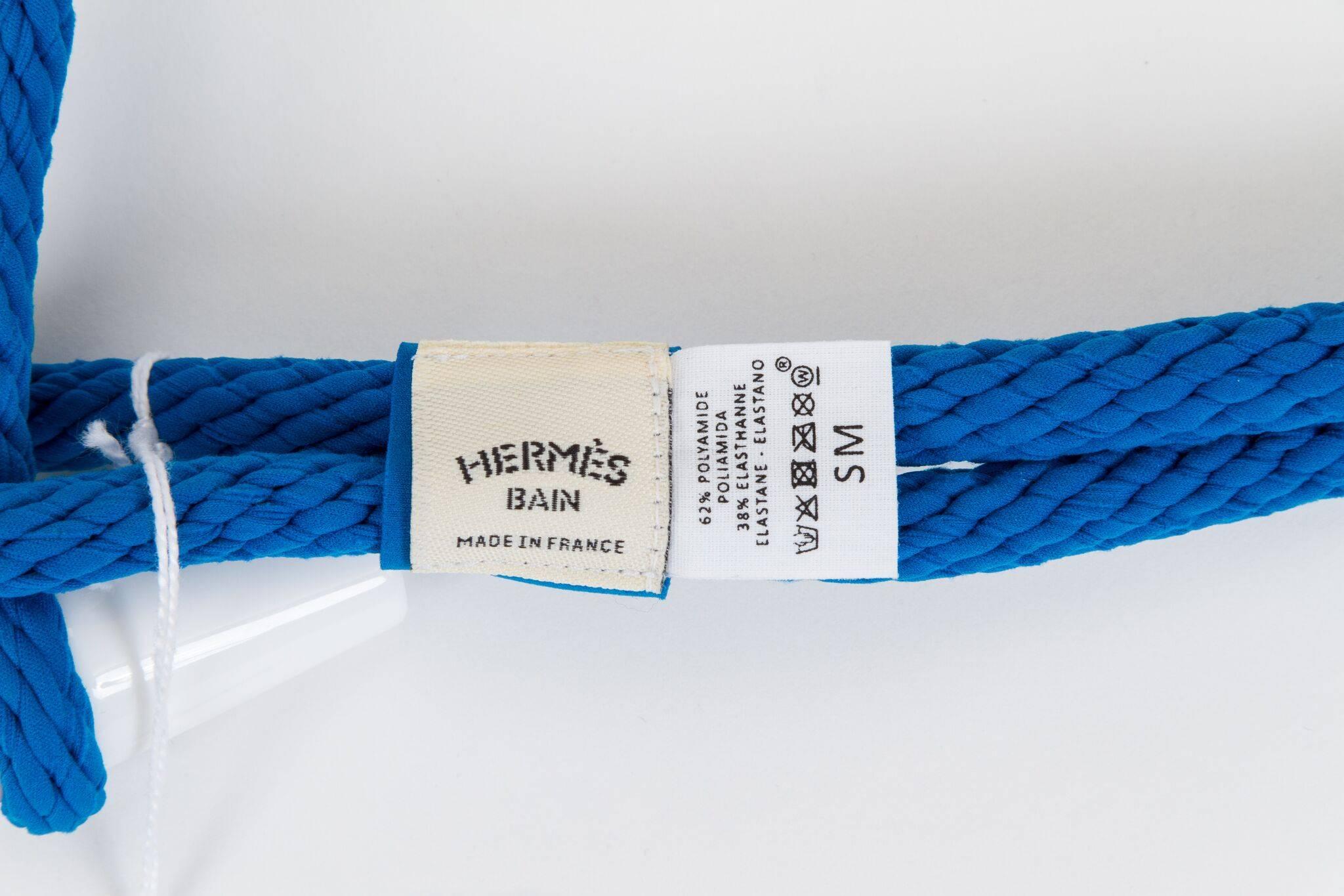 Bleu Hermès - Ceinture tricot bleue, état neuf en vente