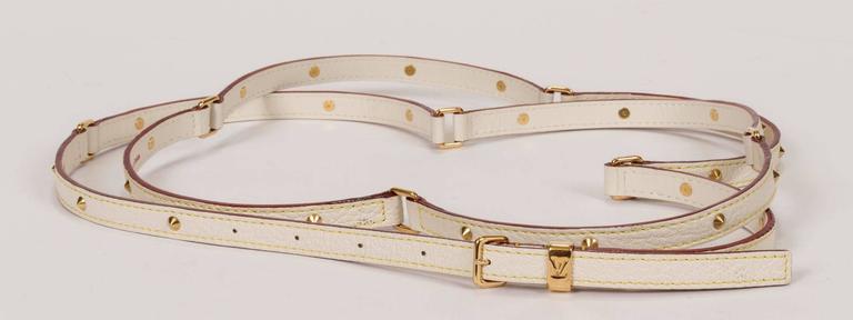 Louis Vuitton Suhali Cream Leather Studded Belt For Sale at 1stDibs