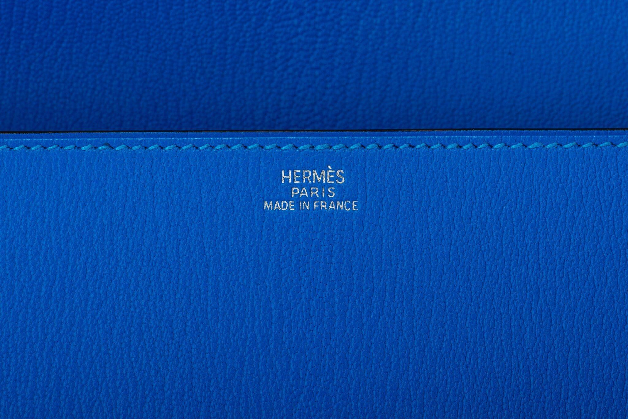 Hermes Blau Sansibar Chevre Medor Clutch Neu in Box 2