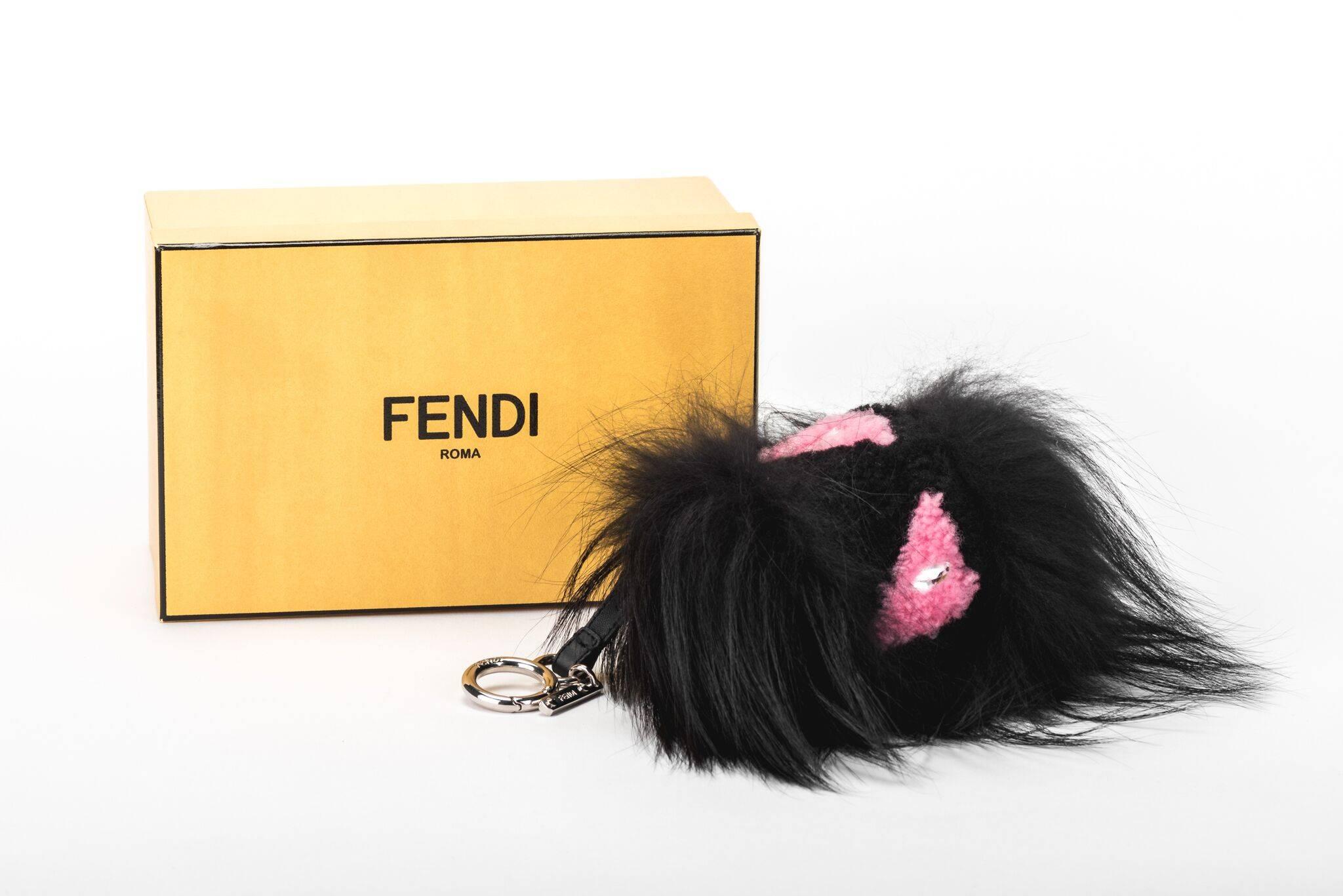 Fendi limited edition black fur monster charm with original box.  
Designed by Karl Lagerfeld.
Box is slightly damaged.