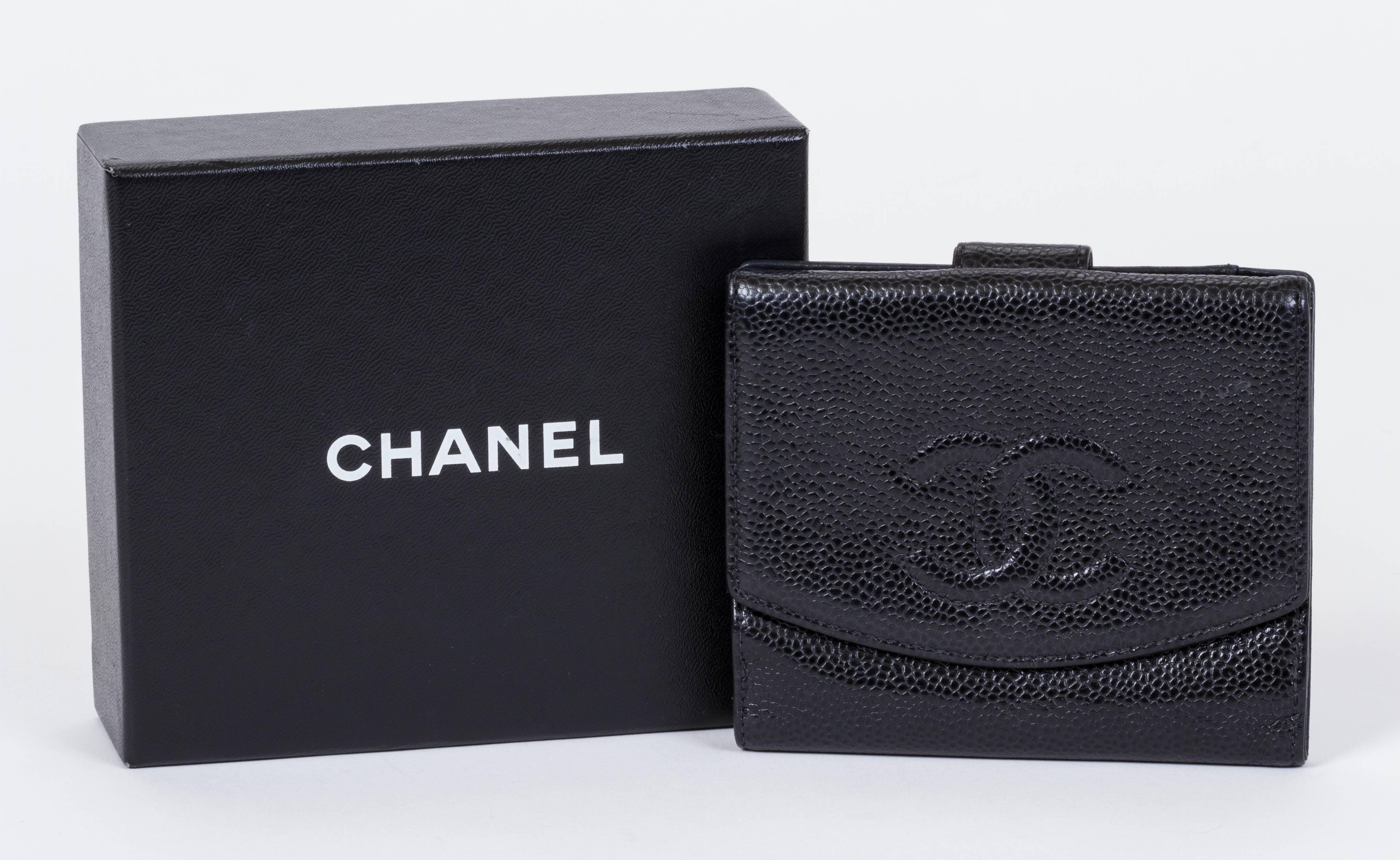 Chanel black caviar bifold wallet. 2000 collection. Comes with hologram and original box.
