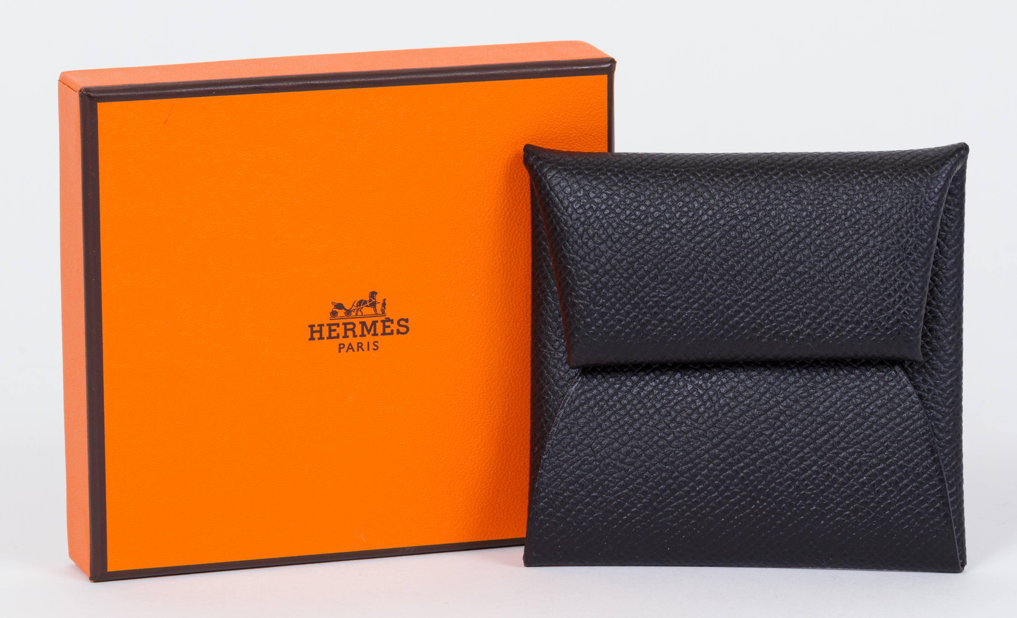 Hermès black Epsom leather coin wallet. Brand new in box with ribbon and gift bag.