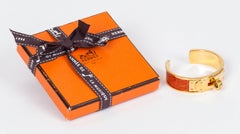 Hermes Orange Crocodile Cuff Bracelet