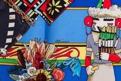 Echarpe imprimée Kachinas Hermes bleu royal:: Kermit Oliver