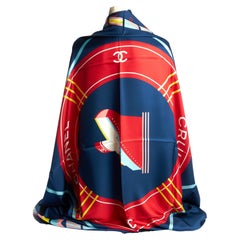 Chanel Nuevo Chal La Pausa Seda Azul Marino