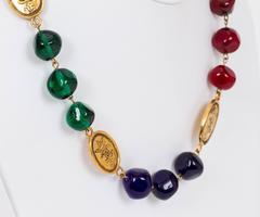 Chanel Tricolor Gripoix Coin Necklace