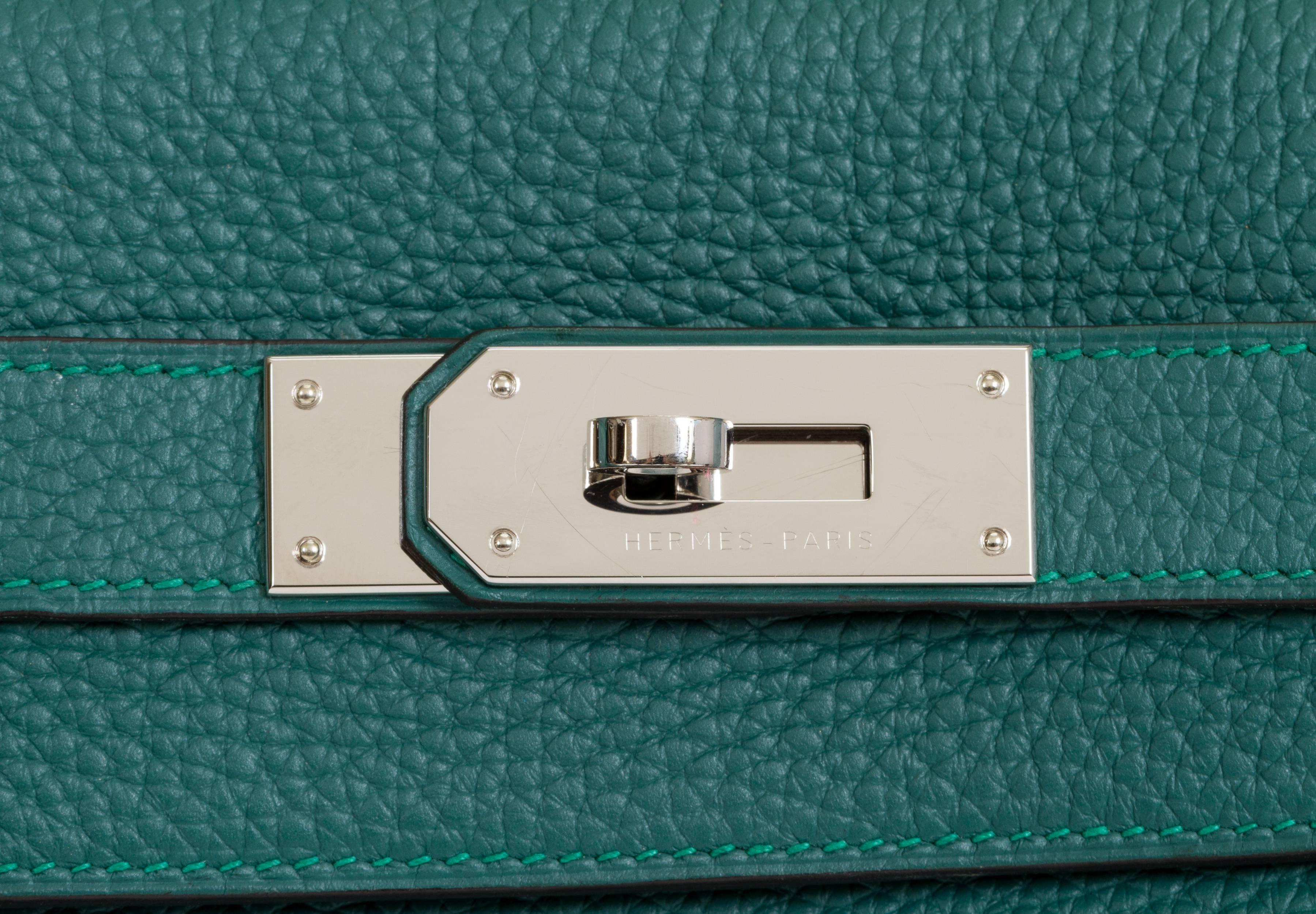 Hermès Malachite & Palladium Kelly Bag In Good Condition For Sale In West Hollywood, CA