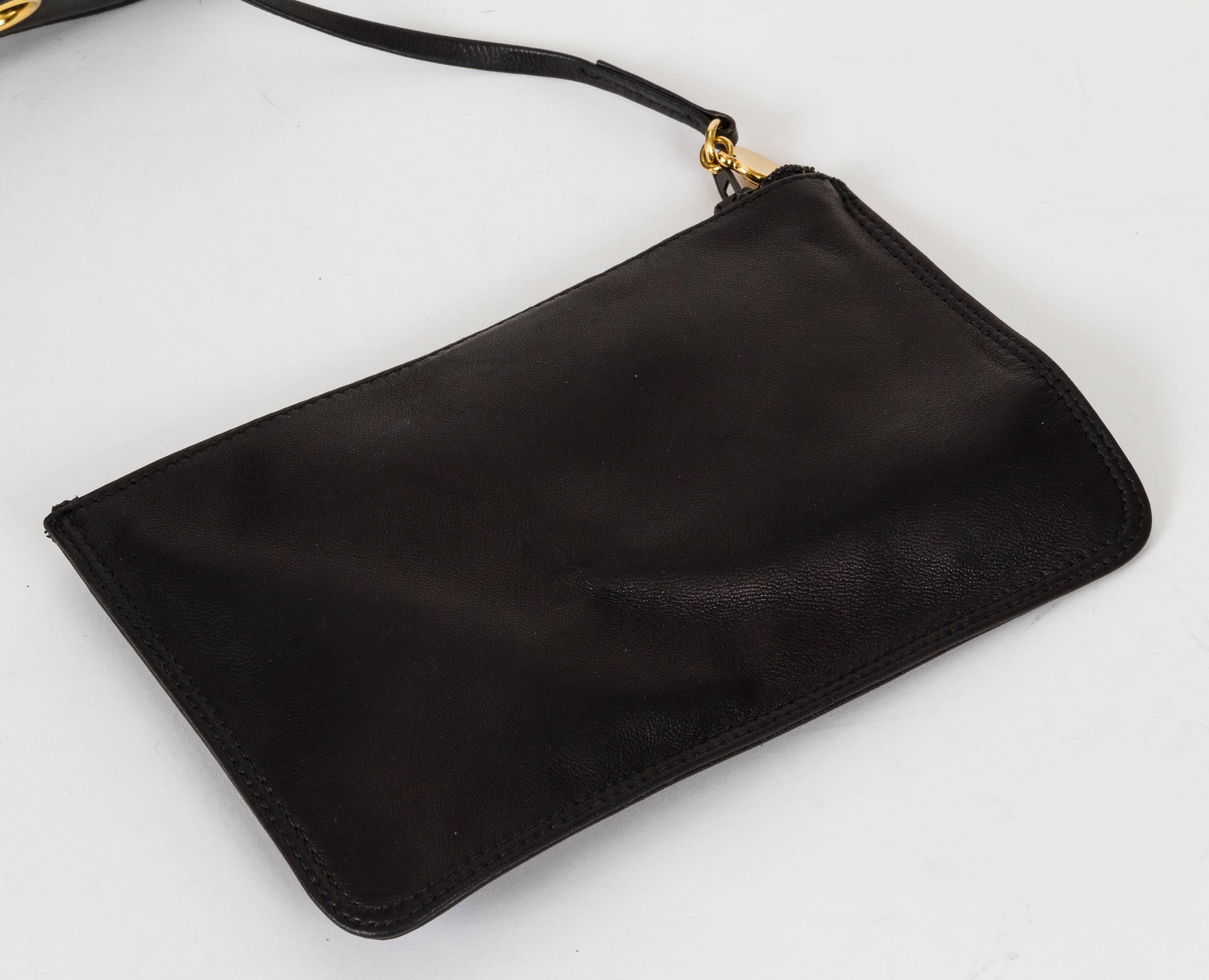 Chanel Black Lambskin Logo Leather Bucket Bag 2