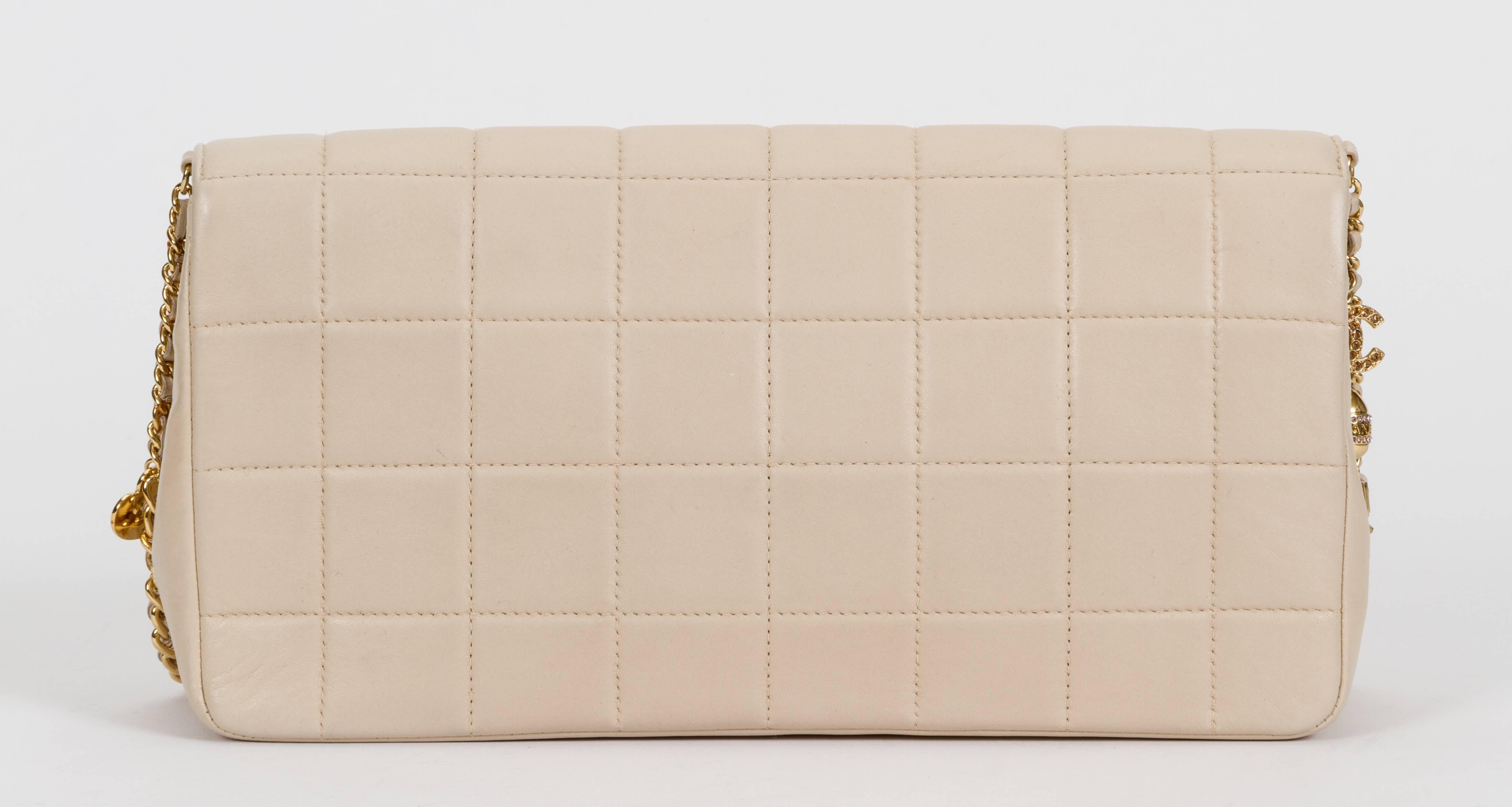 Chanel Beige Lambskin Quilted Charm Flap Limited Edition Bag at 1stDibs