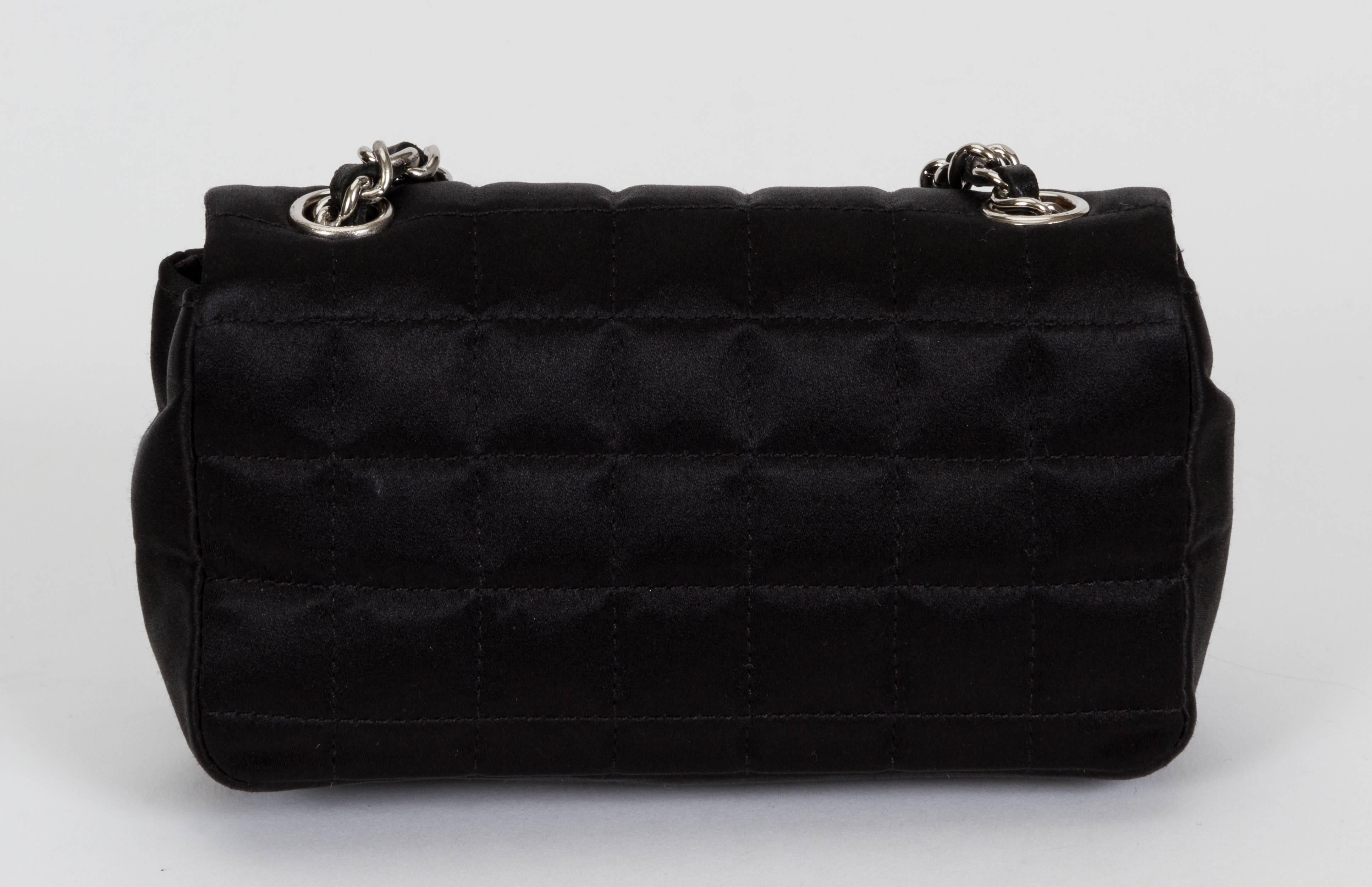 Women's Chanel Black Silk Mini Make Up Flap Bag