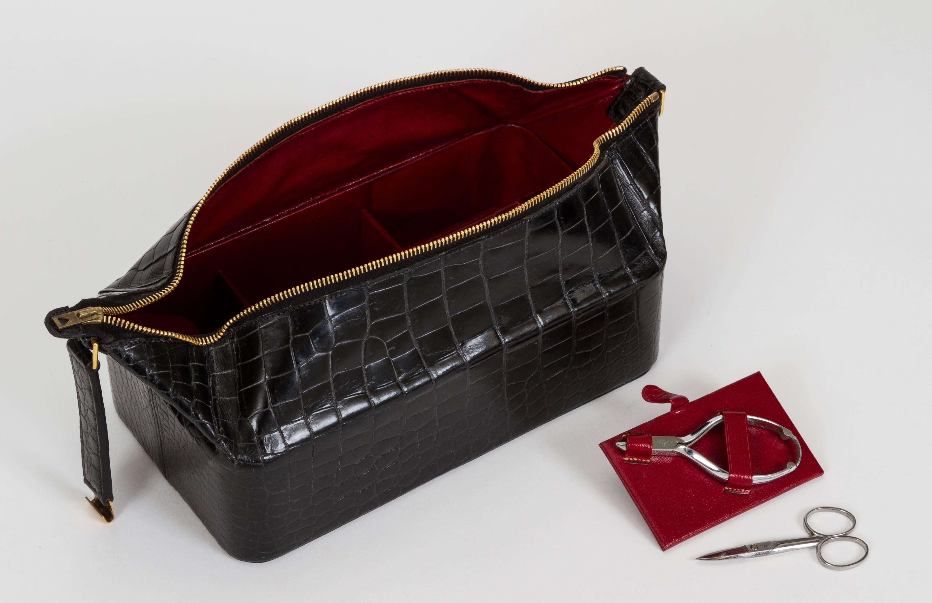 Hermès Rare Black Crocodile Beauty Case 1