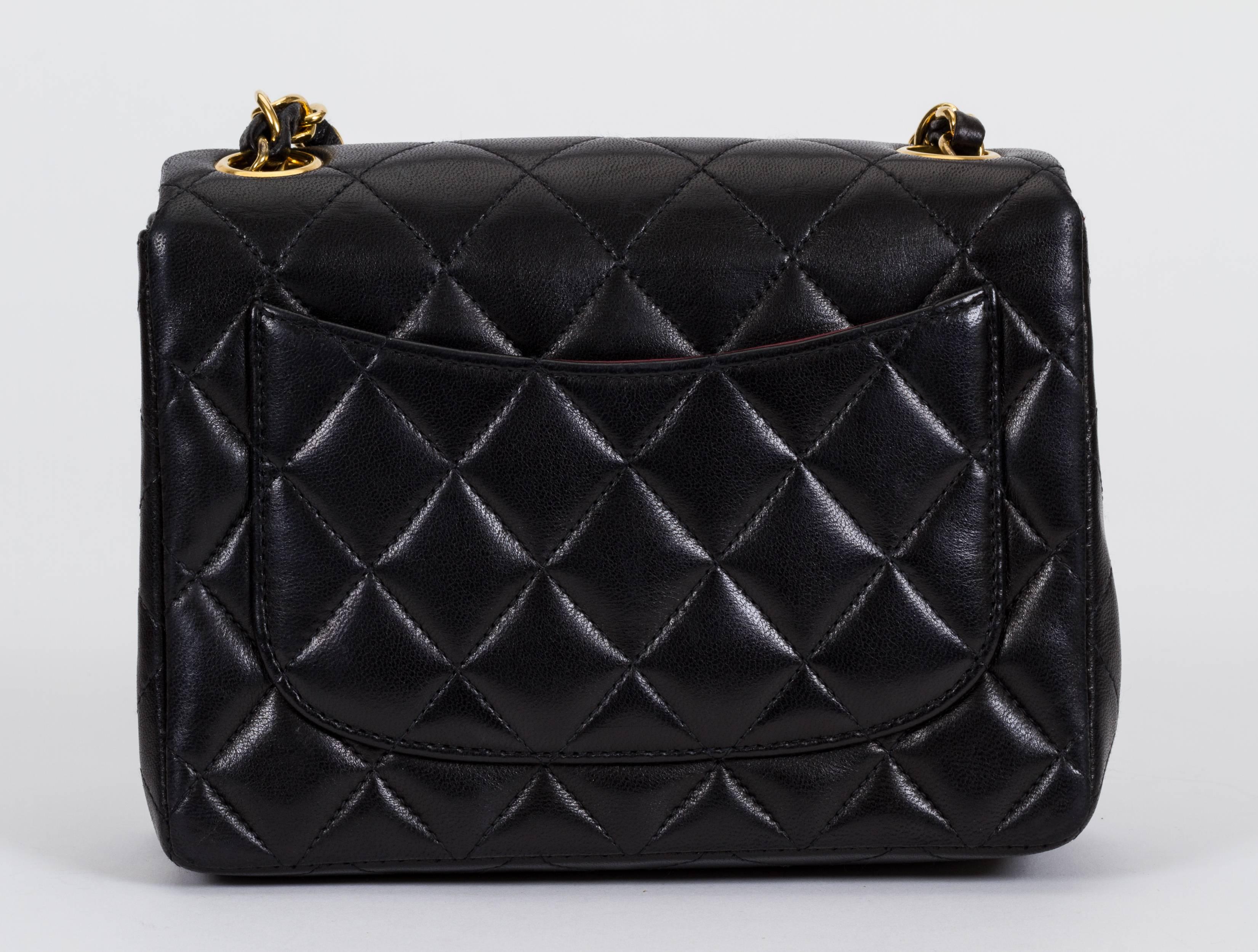Chanel Black Leather Mini Classic Flap Bag In Excellent Condition In West Hollywood, CA