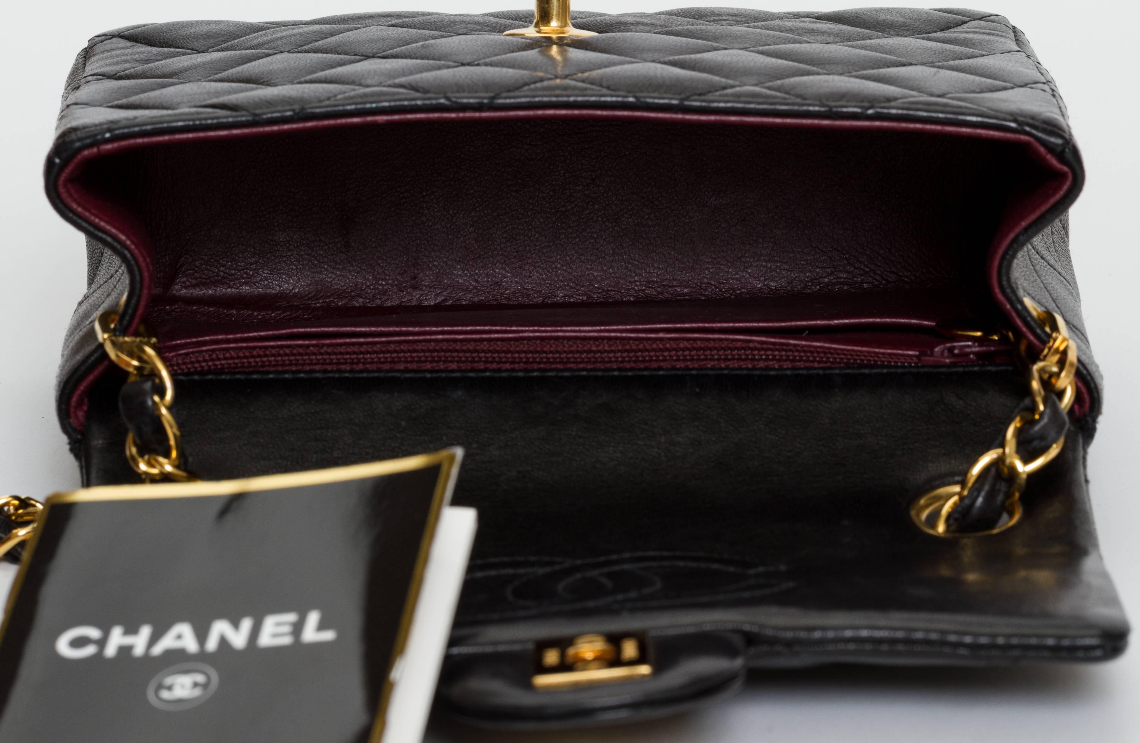 Chanel Black Leather Mini Classic Flap Bag 2