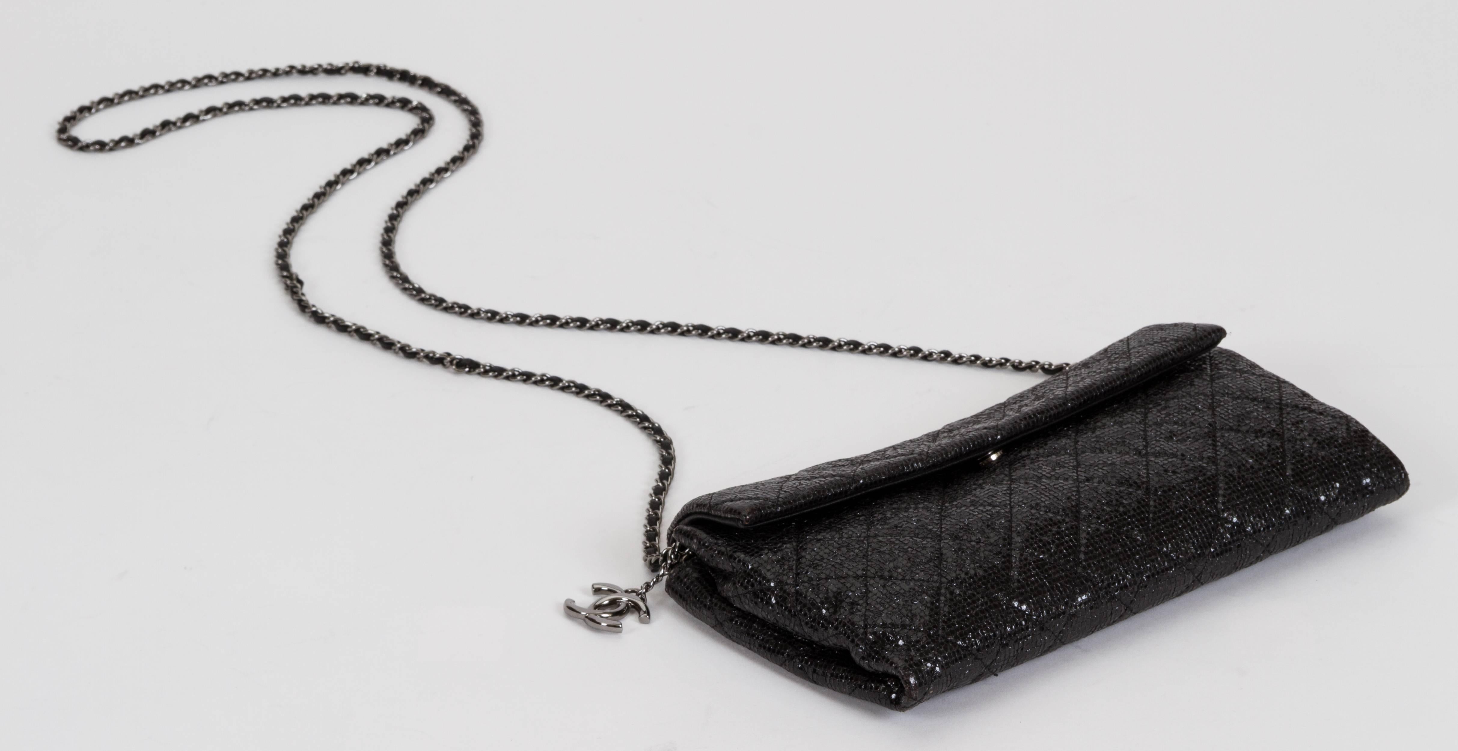 Chanel Sequin Black Cross Body Flap Bag 1