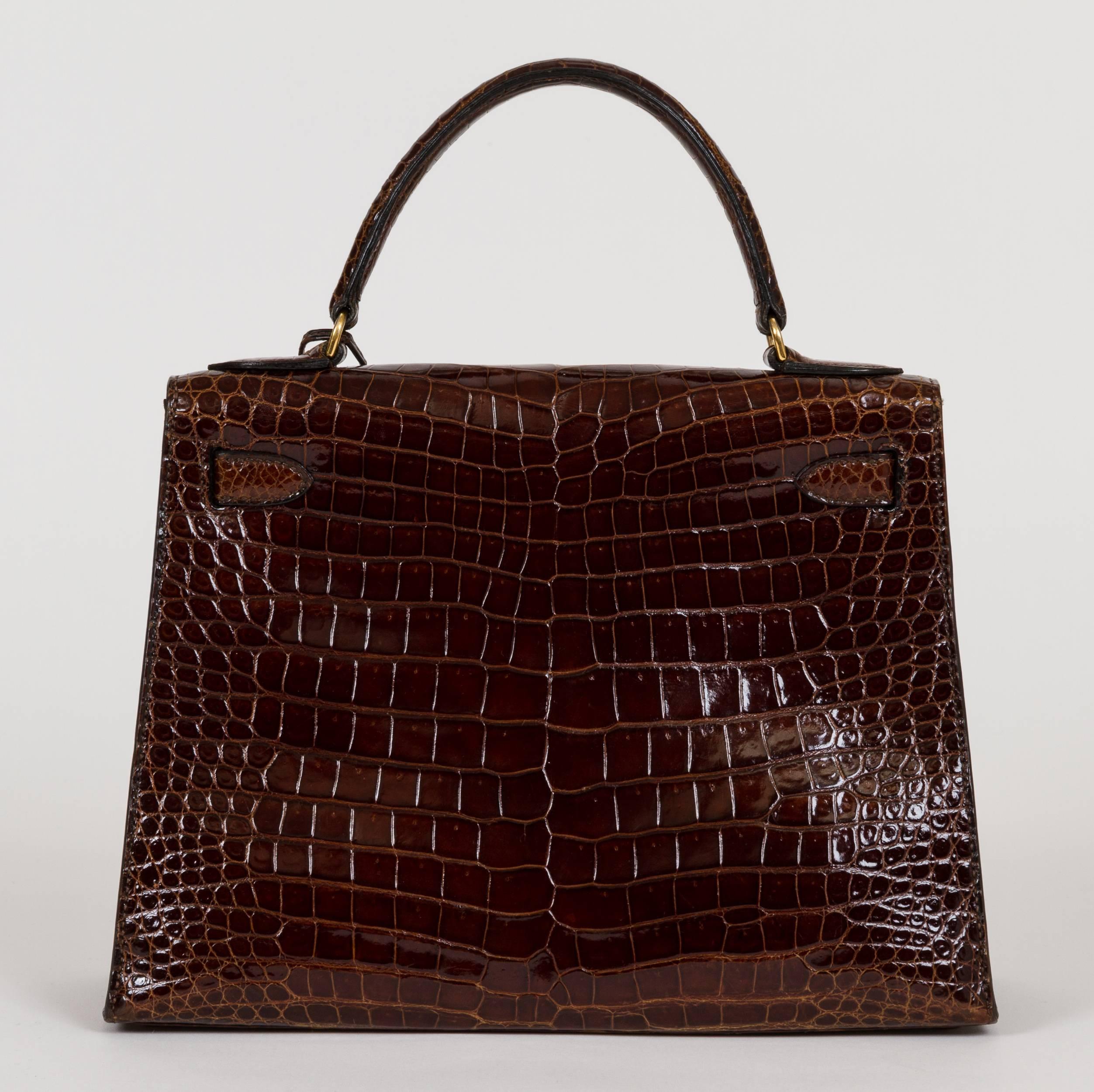 hermes kelly crocodile brown